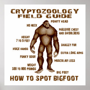 HOW TO SPOT BIGFOOT - Cryptozoology Field Guide Poster