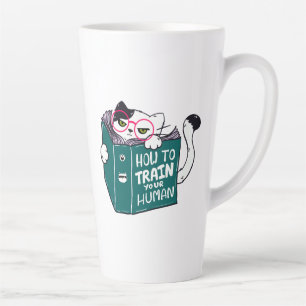How To Train Your Human Funny Cat with Sunglasses Latte Mug