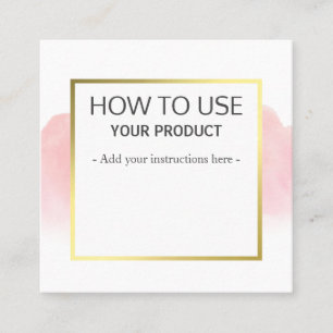 How To Use Gentle Watercolor Pink Instruction Square Business Card