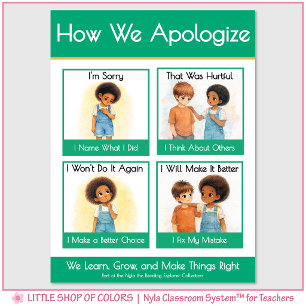 How We Apologise Kindergarten Anchor Chart