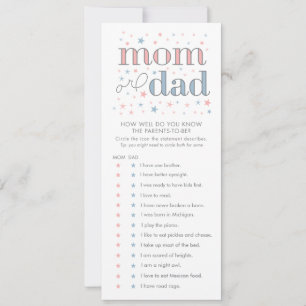 How Well Do You Know Baby Shower Game Card