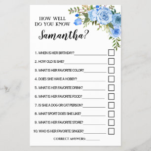 How Well Do You Know Bride bilingual game card