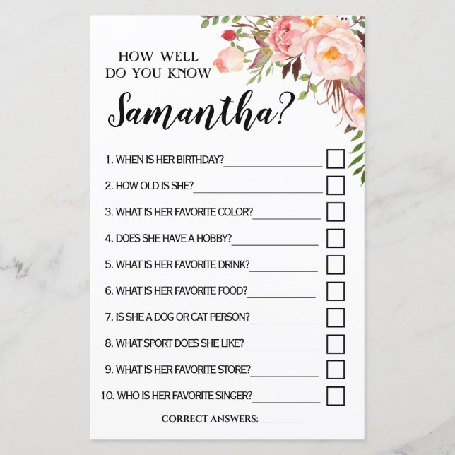 How well do you know bride english spanish game (Front)