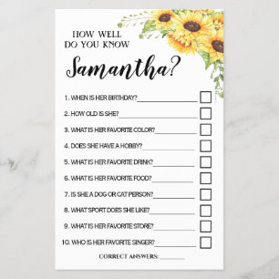 How well do you know Bride Game Card