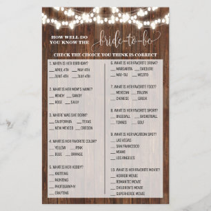 How well do you know Bride Western Shower Game Flyer