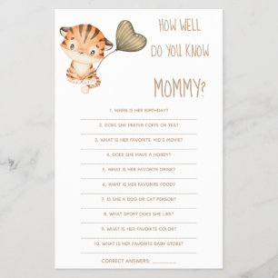 How Well Do You Know Mum Baby Shower Game Card