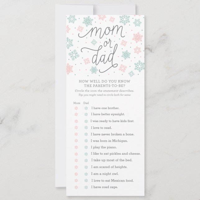 How Well Do You Know Snowflake Baby Shower Game Invitation (Front)