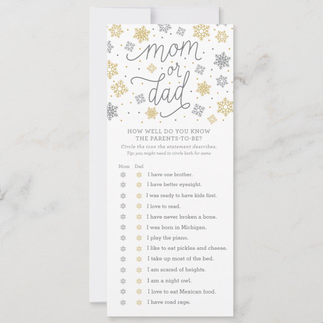 How Well Do You Know Snowflake Baby Shower Game Invitation (Front)