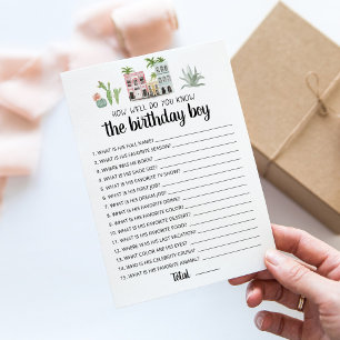 How well do you know the Birthday boy Game Card