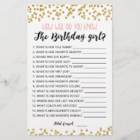 How well do you know the Birthday girl game