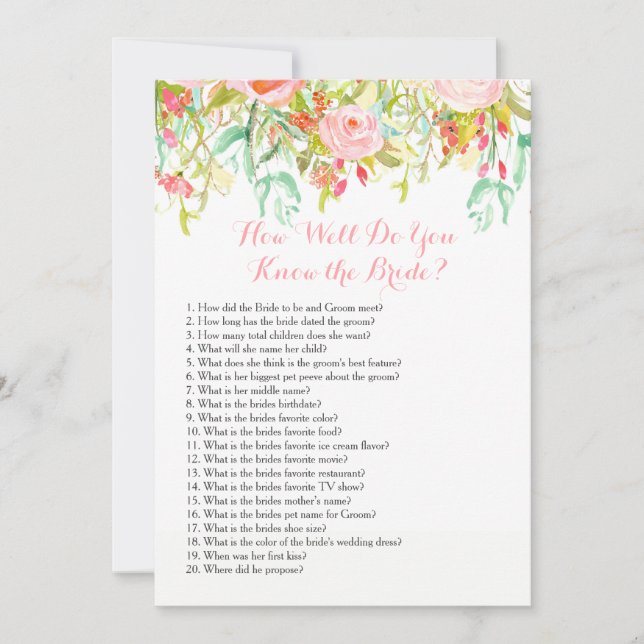 How well do you know the bride? (Front)