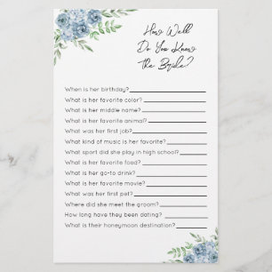 How Well Do You Know The Bride- Bridal Shower Game