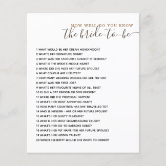 How Well Do you Know The Bride Bridal Shower Game