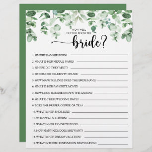 How Well Do You Know the Bride Bridal Shower Game
