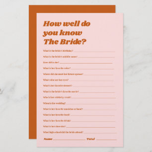 How Well Do You Know the Bride Bridal Shower Game