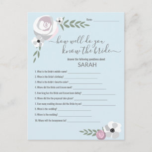 How well do you know the bride Bridal Shower Game Announcement Postcard