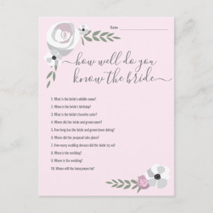How well do you know the bride Bridal Shower Game  Announcement Postcard