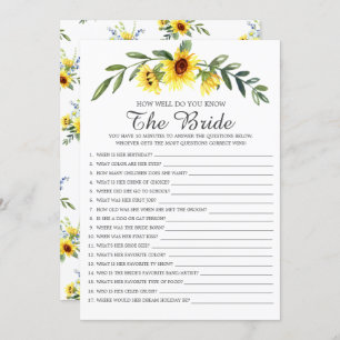 How Well Do You Know The Bride Bridal Shower Game Invitation