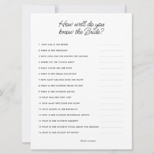 How Well Do You Know The Bride Bridal Shower Game Invitation