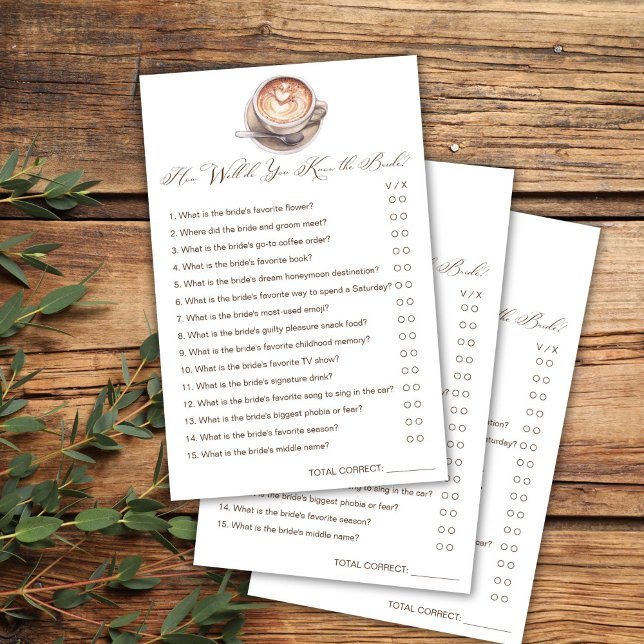How well do you know the bride coffee shower game (How well do you know the bride love is brewing cappuccino coffee fall shower games cards)