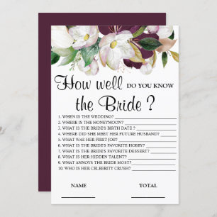How well do you know the Bride Floral Game Invitation