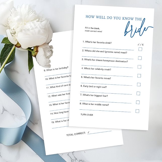 How Well Do You Know the Bride Game – Blue (Fun Bridal Shower Game)