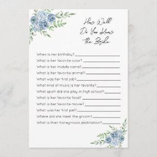 How Well Do You Know The Bride Game - Blue Floral Program