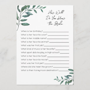 How Well Do You Know The Bride Game - Eucalyptus Program