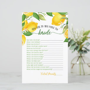 How Well Do You Know the Bride - Lemon