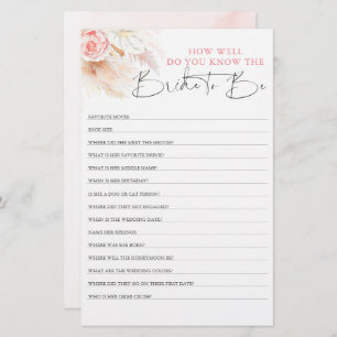 How Well Do You Know The Bride To Be Bridal Shower