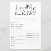 How Well Do You Know the Bride Wedding Shower Game