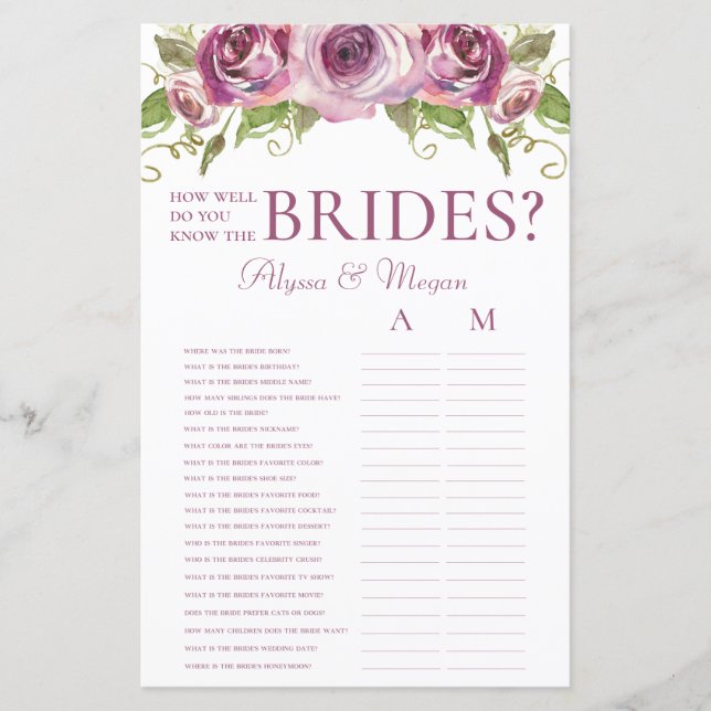 How Well Do You Know The Brides Purple Roses LGBTQ (Front)