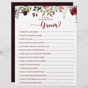 How Well Do You Know the Groom Bridal Shower Game