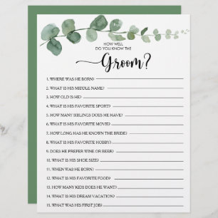 How Well Do You Know the Groom Bridal Shower Game