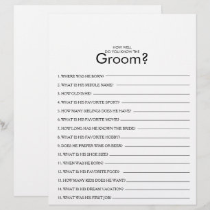 How Well Do You Know the Groom Bridal Shower Game
