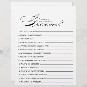 How Well Do You Know the Groom Bridal Shower Game