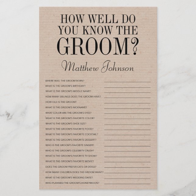 How Well Do You Know The Groom Rustic LGBTQ (Front)