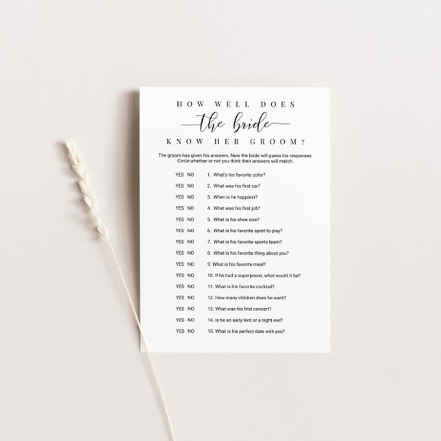 How Well Does the Bride Know Her Groom Game Invitation (Creator Uploaded)