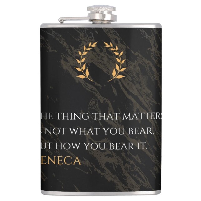 How You Bear It - Seneca Stoic Philosophy Quote Hip Flask (Front)