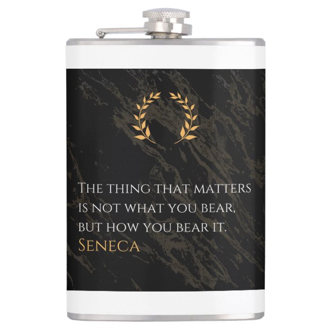 How You Bear It - Seneca Stoic Philosophy Quote Hip Flask (Front)