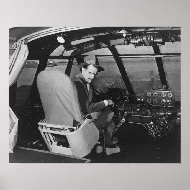 Howard Hughes in Spruce Goose Wooden Plane Poster (Front)
