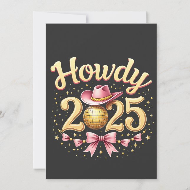 Howdy 2025 New Year Eve Cowboy Western  Holiday Card (Front)