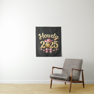 Howdy 2025 New Year Eve Cowboy Western Tapestry