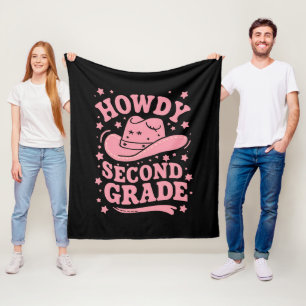 Howdy 2nd Grade Cowboy Cowgirl Back To School Fleece Blanket