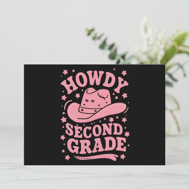 Howdy 2nd Grade Cowboy Cowgirl Back To School Invitation (Standing Front)
