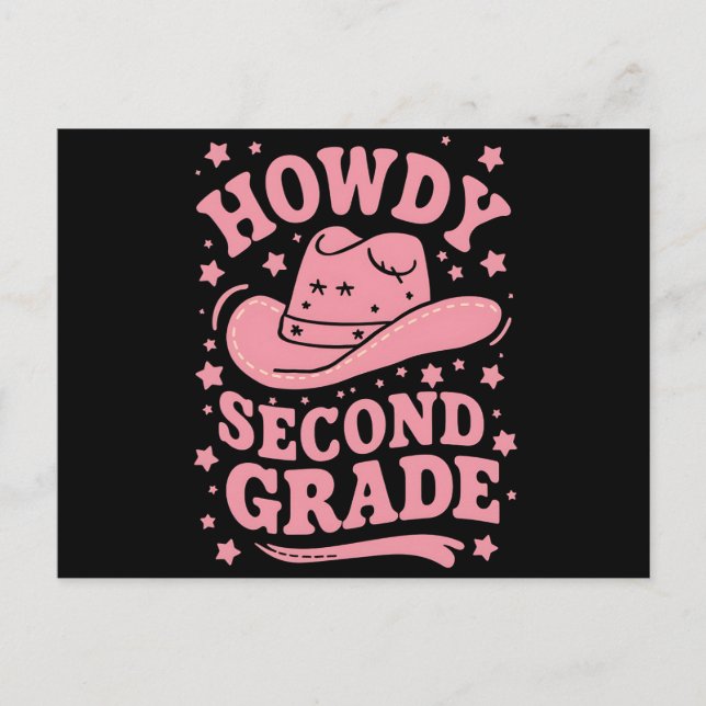 Howdy 2nd Grade Cowboy Cowgirl Back To School Postcard (Front)