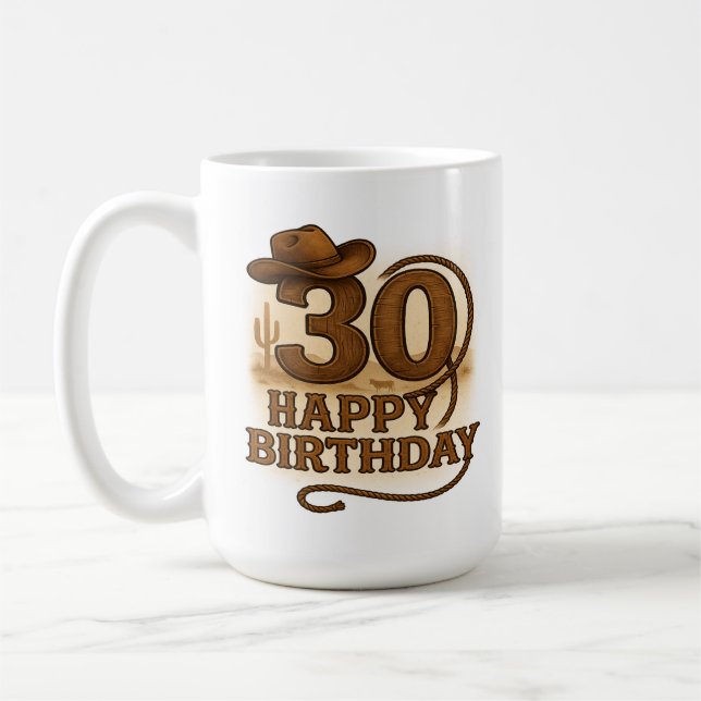 Howdy, 30: Western Birthday Mug (Left)