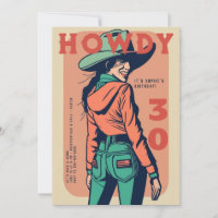 Howdy 30 Western Retro Pink Poster 30th Birthday