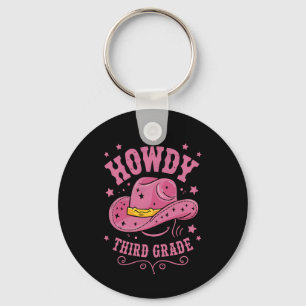 Howdy 3rd Grade Cowboy Cowgirl Back To School Key Ring