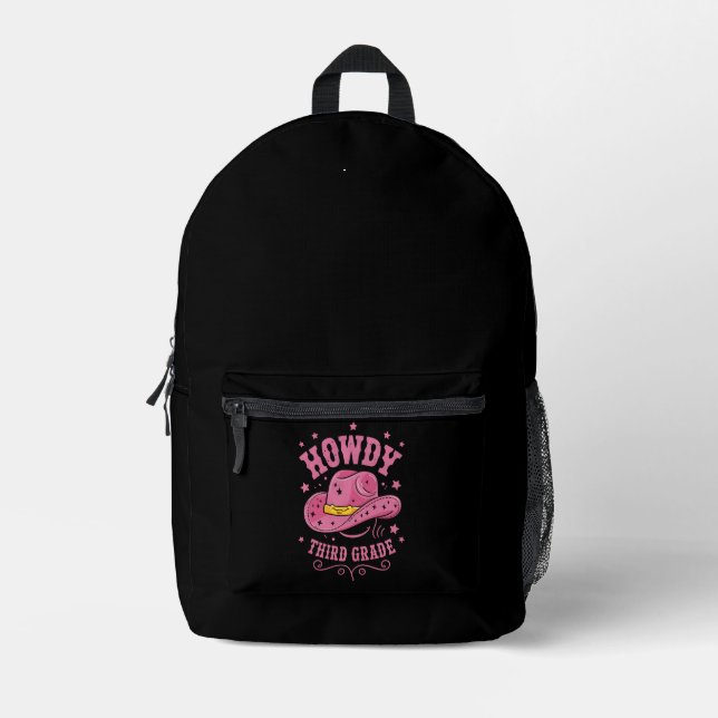 Howdy 3rd Grade Cowboy Cowgirl Back To School Printed Backpack (Front)